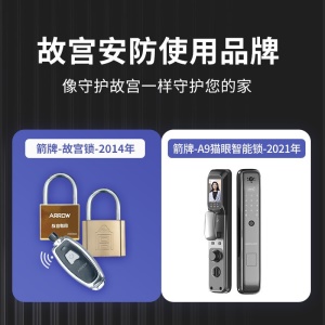 箭牌（ARROW）指纹锁全自动推拉智能门锁带摄像头 家用防盗门锁电子锁 实时推送可视猫眼智能密码锁 A9联网猫眼标准版+三年质保+免费安装