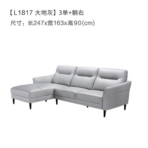 顾家家居沙发真皮沙发头层牛皮现代简约大小户型客厅皮沙发家居DK.1030【通知下架】 【30天发货】大地灰3左单+躺右单