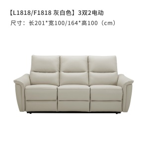 顾家家居现代简约电动功能沙发轻奢功能系列头沙发6019 【30天发货】 灰白色3双2电动 三人 三人