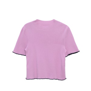 MOVEUP幻走2020夏季新品yangyang系列 弹力简约荷叶边短款毛衣女 粉紫 160/80A/S