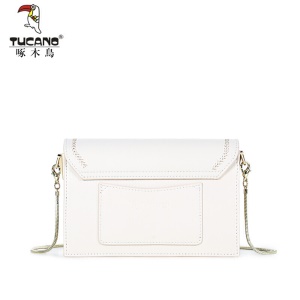 啄木鸟（TUCANO）女包斜挎小包流行法国小众女包气质链条小方包 WBK4611A-89W3米白