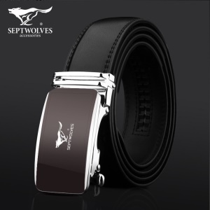 七匹狼男士皮带真皮商务自动扣腰带男牛皮裤带新品纯休闲潮流 新黑色