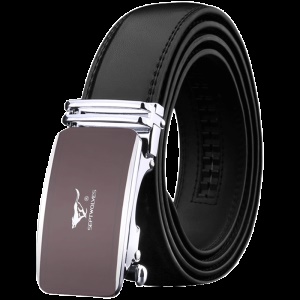 七匹狼男士皮带真皮商务自动扣腰带男牛皮裤带新品纯休闲潮流 新黑色