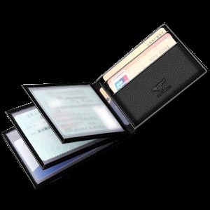 七匹狼驾驶证皮套男士多功能卡包真皮驾照保护卡套一体机动车证件 四折黑色-官方直售保障