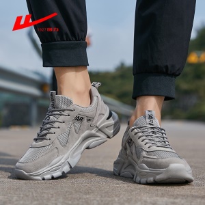 回力男鞋春夏季网鞋男士透气软底黑色网面运动休闲鞋健步鞋子男2021新款 灰色 41