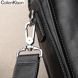 CoilenKlaon公文包男头层牛皮办公商务包真皮男士手提包电脑公务手拎包休闲皮包大容量男包 黑色CK130