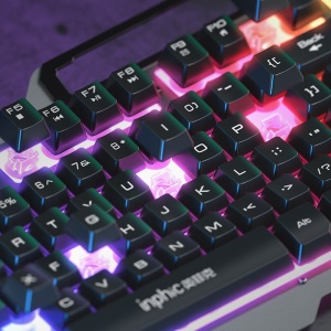 英菲克（INPHIC）V680真机械手感键盘鼠标套装有线游戏办公电脑台式机USB外接吃鸡背光键鼠套装金属面板 灰