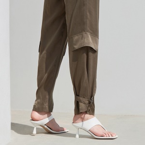 MOCO2021夏季新品桑蚕丝混纺束脚工装袋休闲裤MBA2PAT004 摩安珂 海草绿色 M