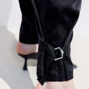 MOCO2021夏季新品桑蚕丝混纺束脚工装袋休闲裤MBA2PAT004 摩安珂 黑色 S